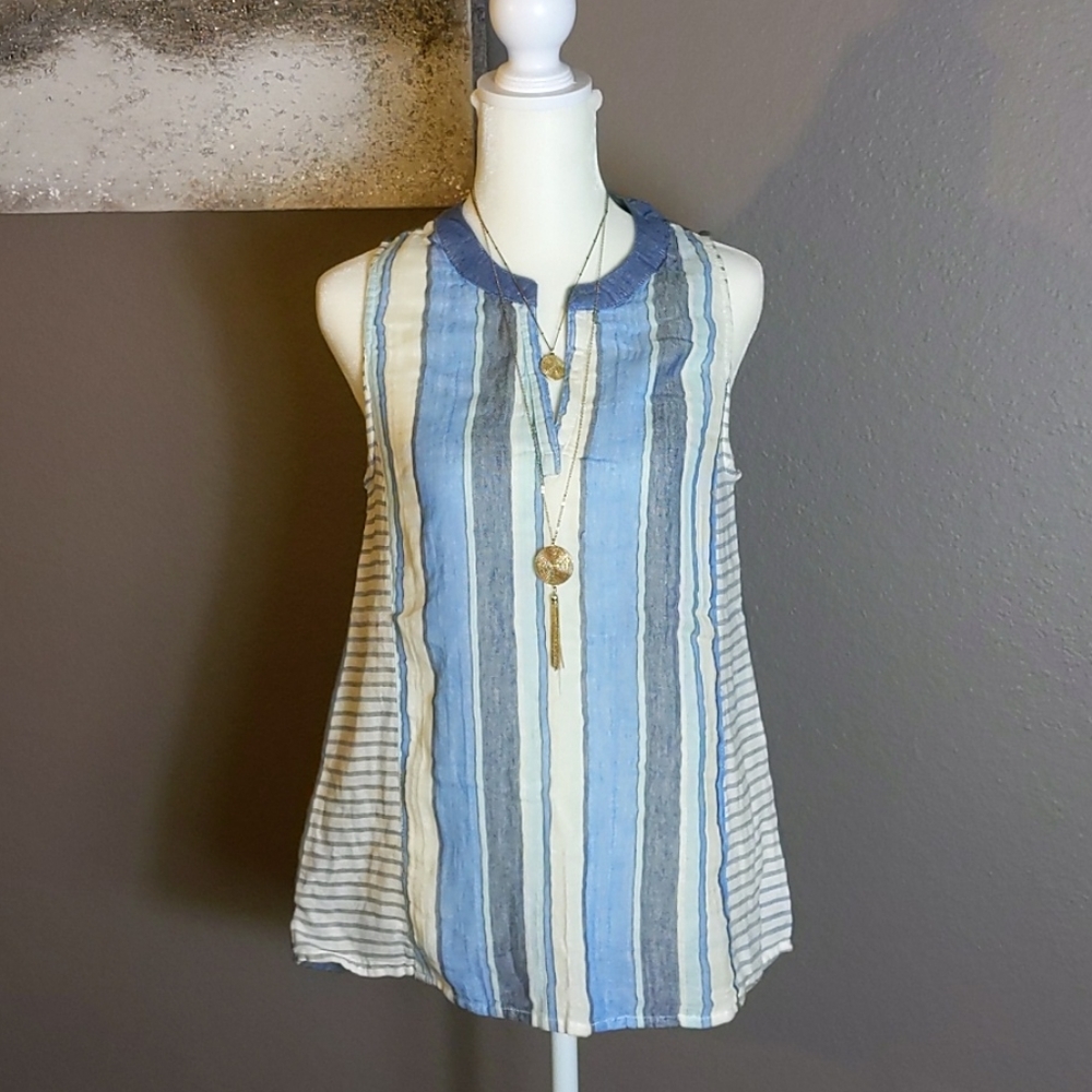 NWT Dylan stripes on stripes chambray top